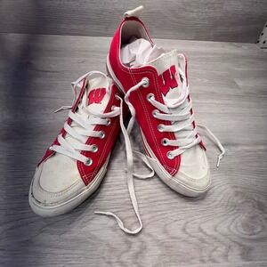 Wisconsin Badgers Red White Low Top Canvas Sneakers Shoes Womens Size 8 M